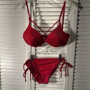 VENUS Red Strappy Push-Up Bikini